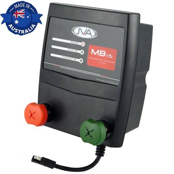 JVA MB1.5 Mains / Battery Electric Fence Energizer 1.5J 15km